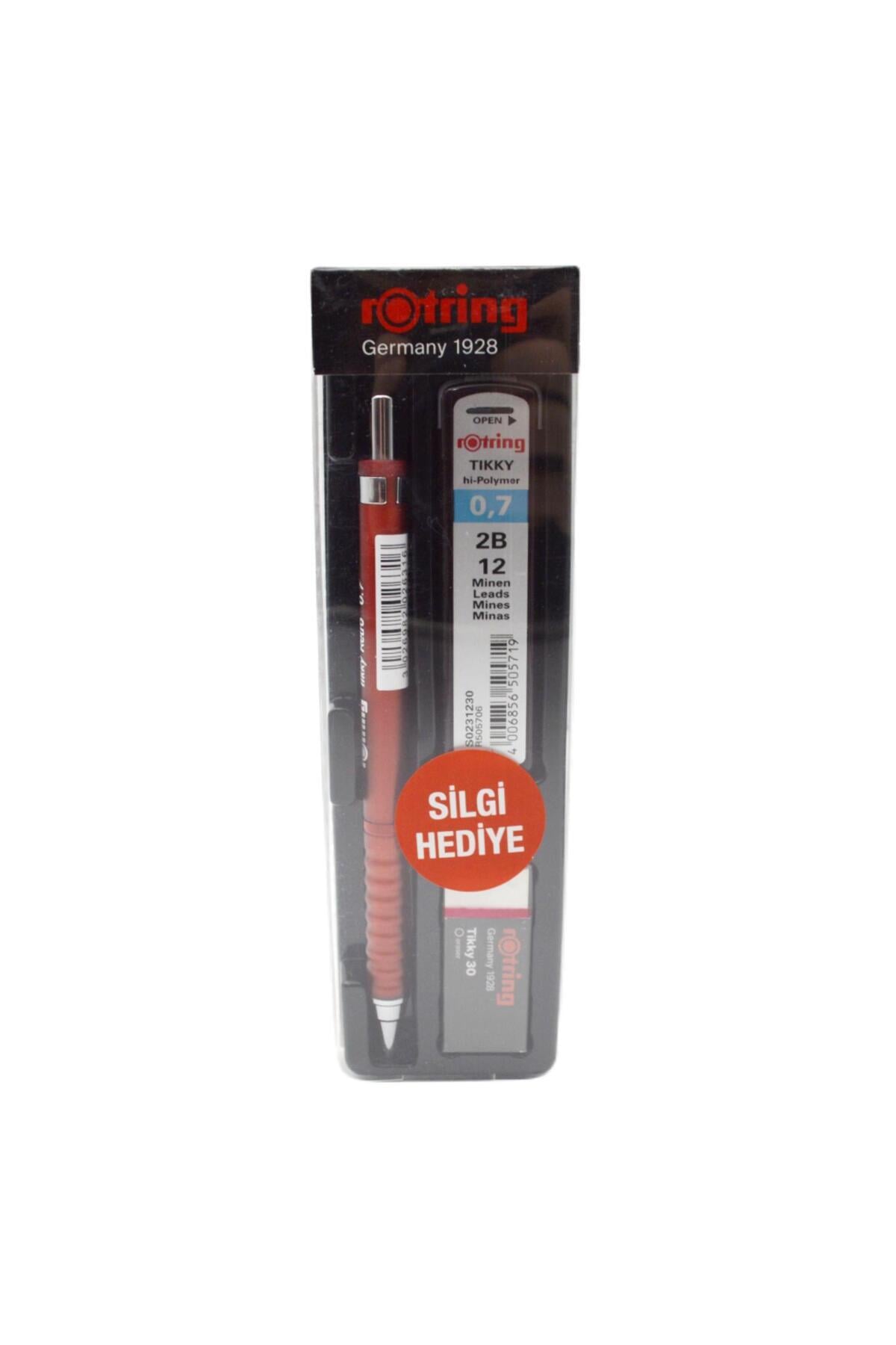 Retro Versatil Uçlu Kalem Uç-Silgi 3 lü Okul Seti 0.7 Kırmızı