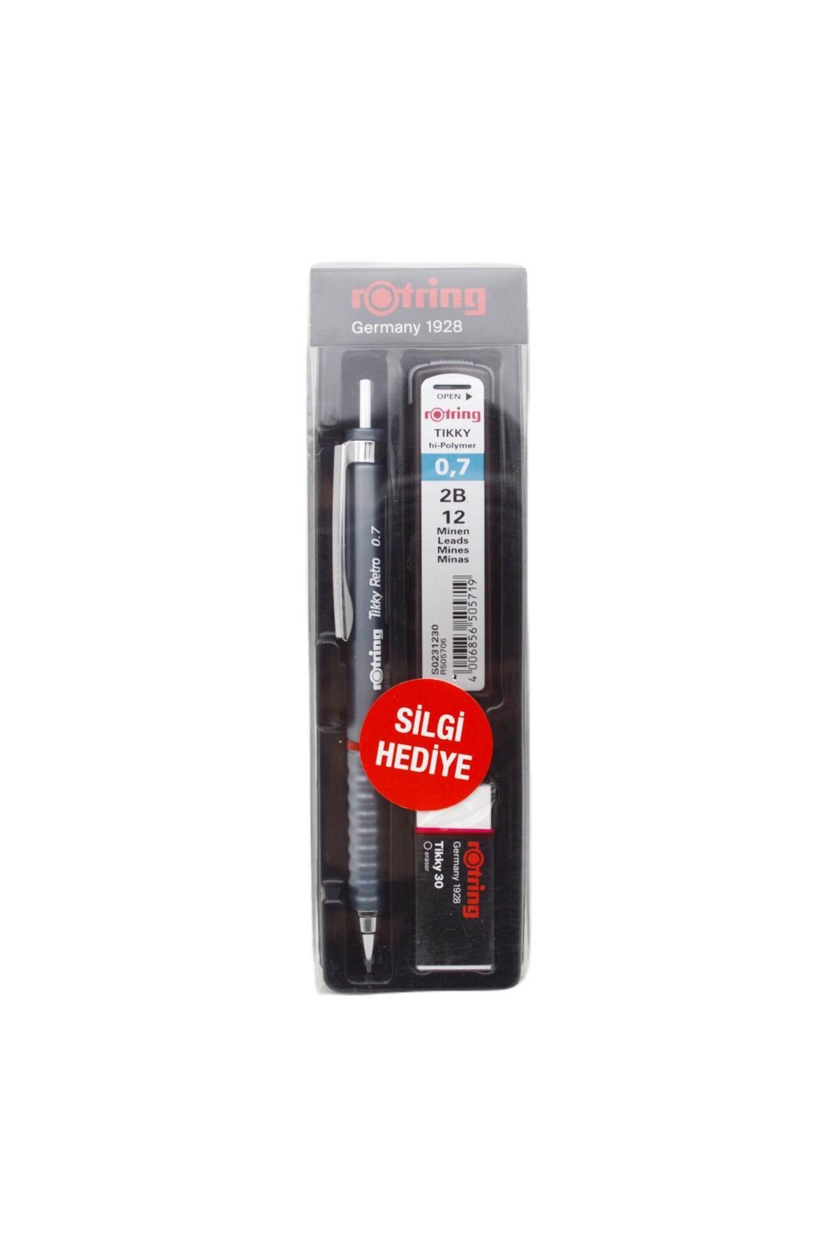 Retro Versatil Uçlu Kalem Uç-Silgi 3 lü Okul Seti 0.7 Gri