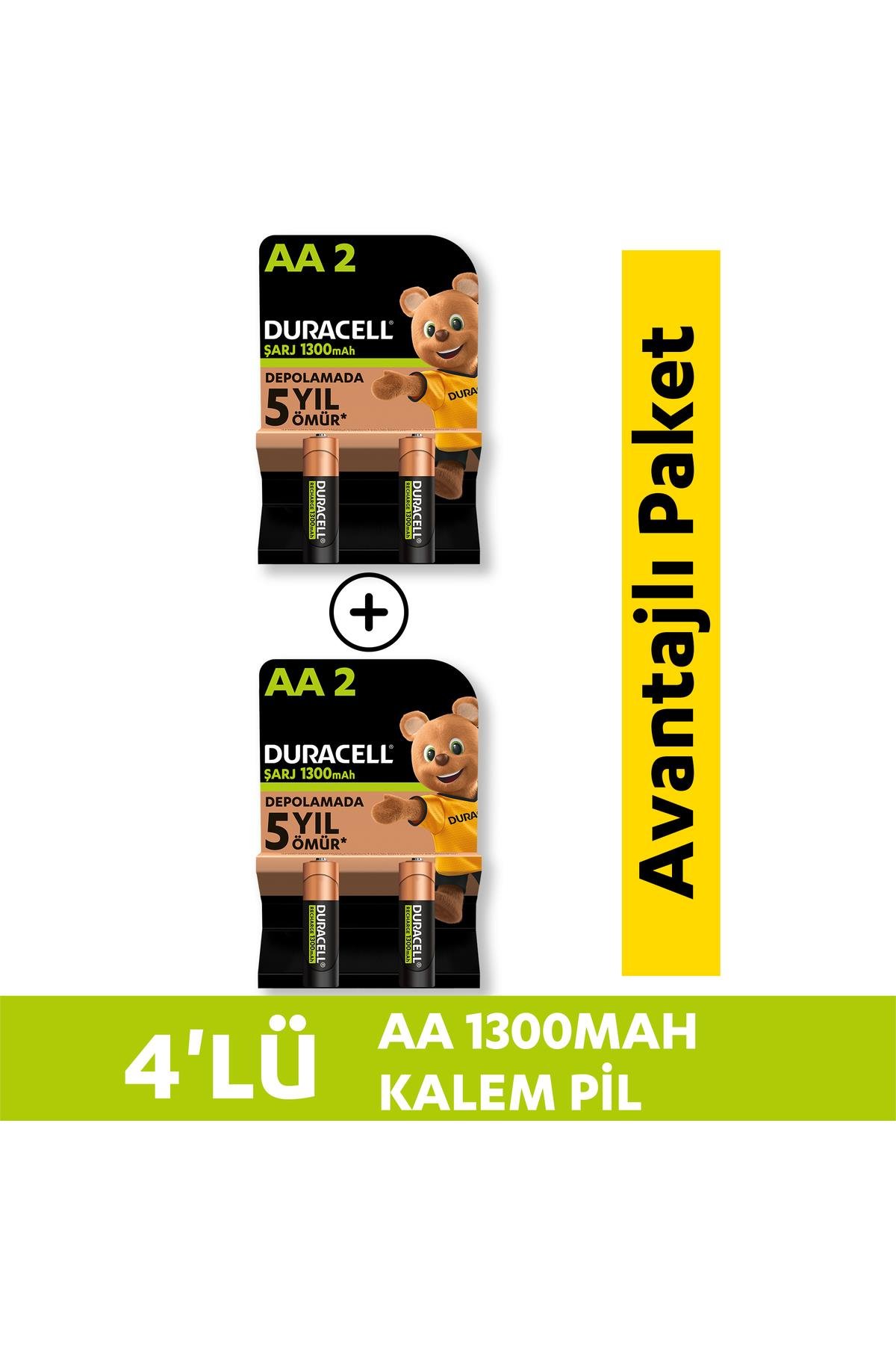 Şarj Edilebilir Aa 1300mah Piller, 4'lü Paket