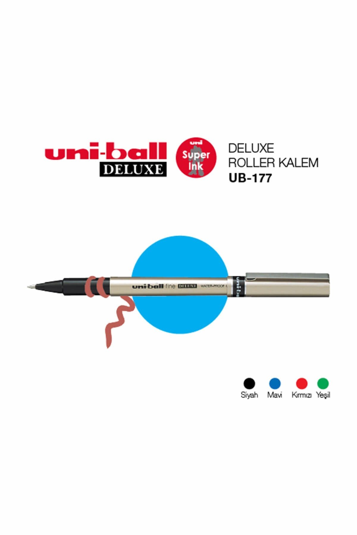 Uni-ball Roller Kalem Deluxe Bilye Uç 0.7 Mm Mavi Ub-177