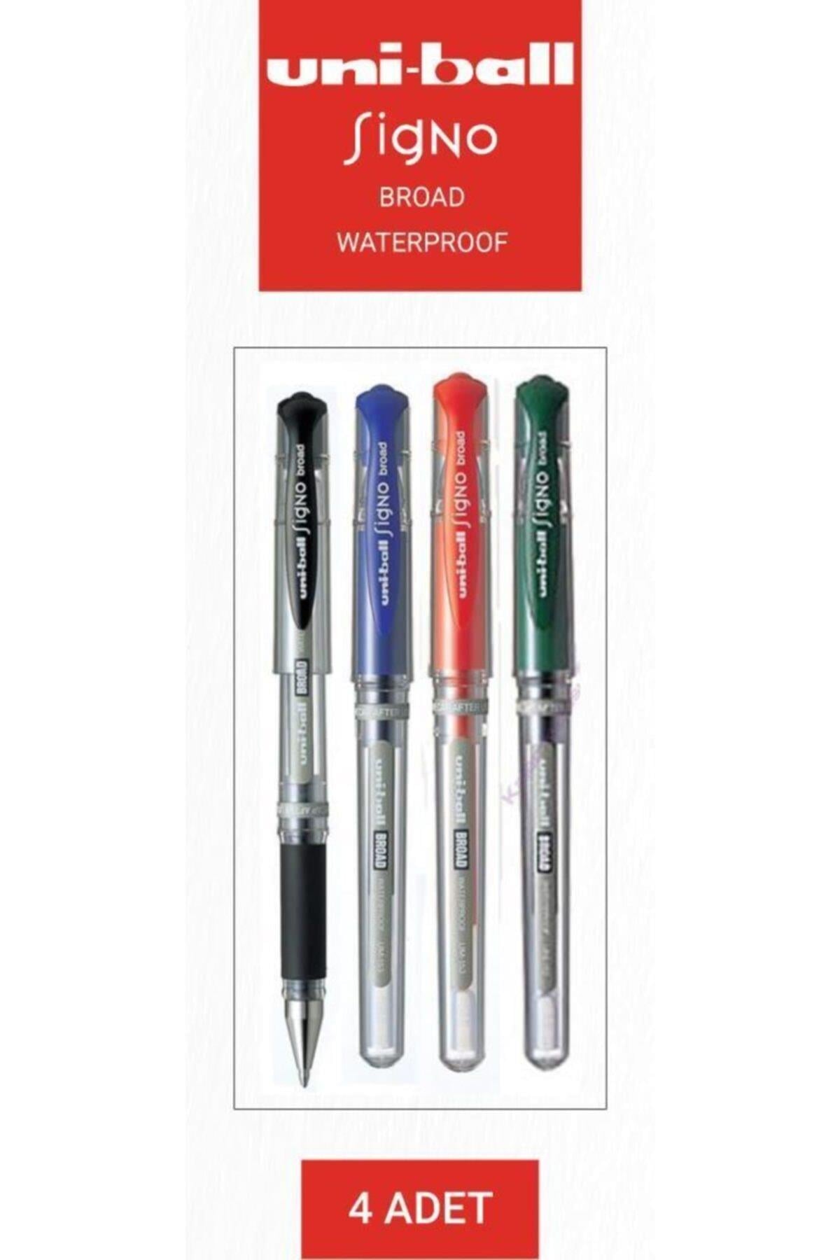 Uni Ball Signo Broad Waterproof 1.0 Roller Imza Yazı Kalemi 4 Renk Set