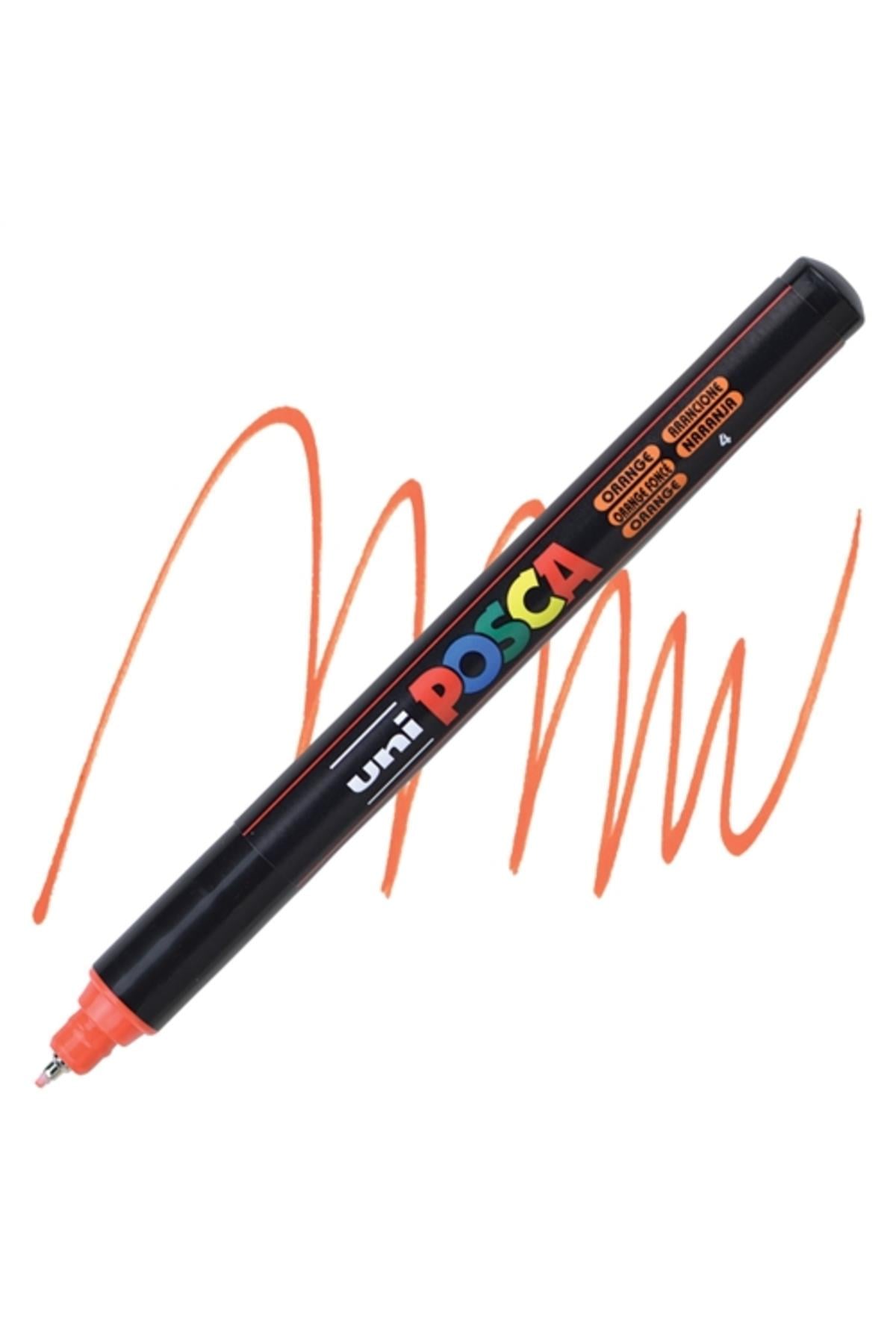 Uniball Posca 0.7mm Fine Poster Markörü Turuncu (4) / PC1MR