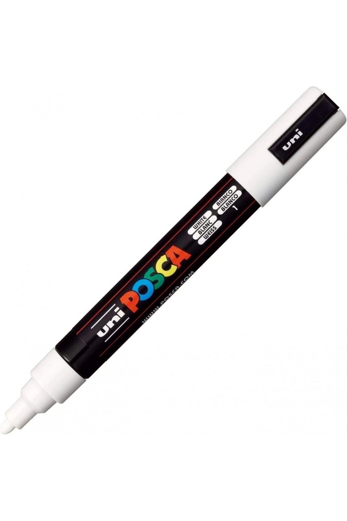 Uniball Posca 1.8-2.5mm Yuvarlak Uçlu Poster Markörü Beyaz / Pc5m