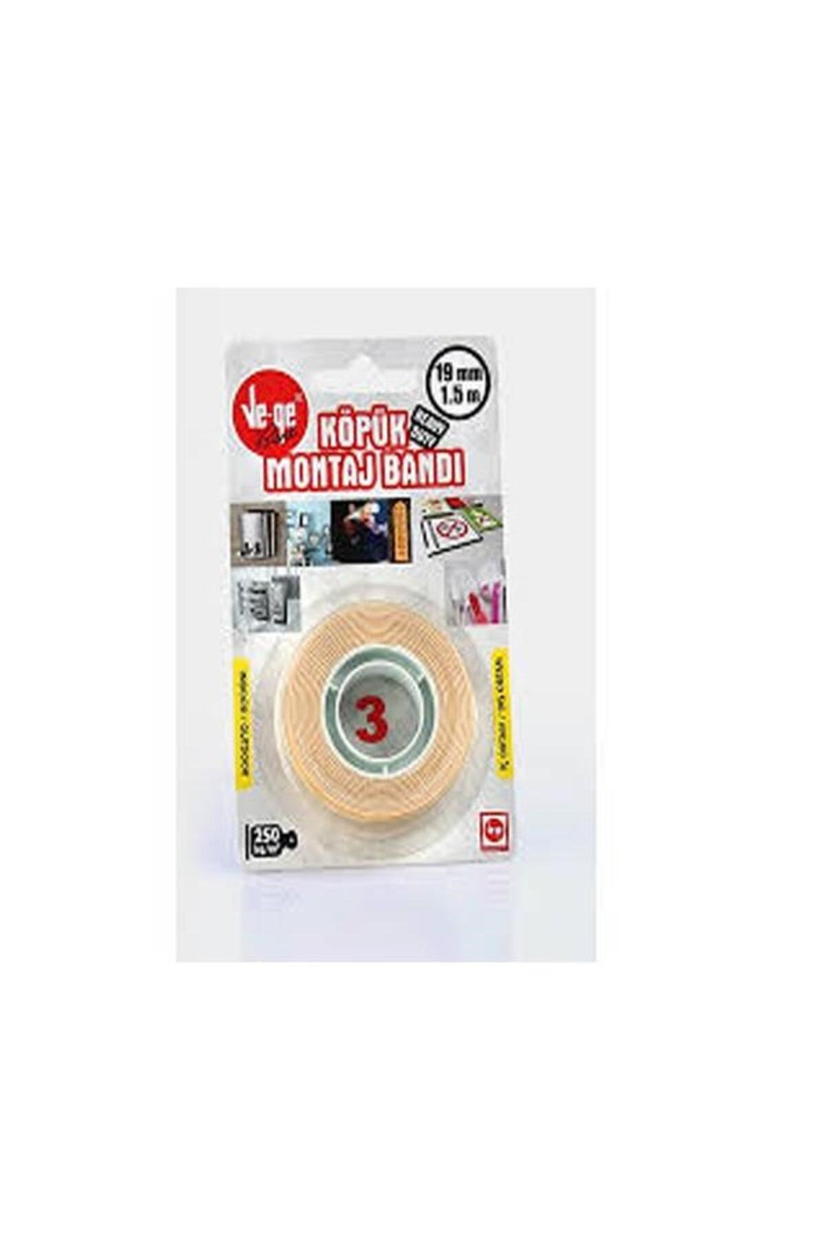 Vege Çift Taraflı Köpük Bant 19 MM x 1,5 Mt (3)