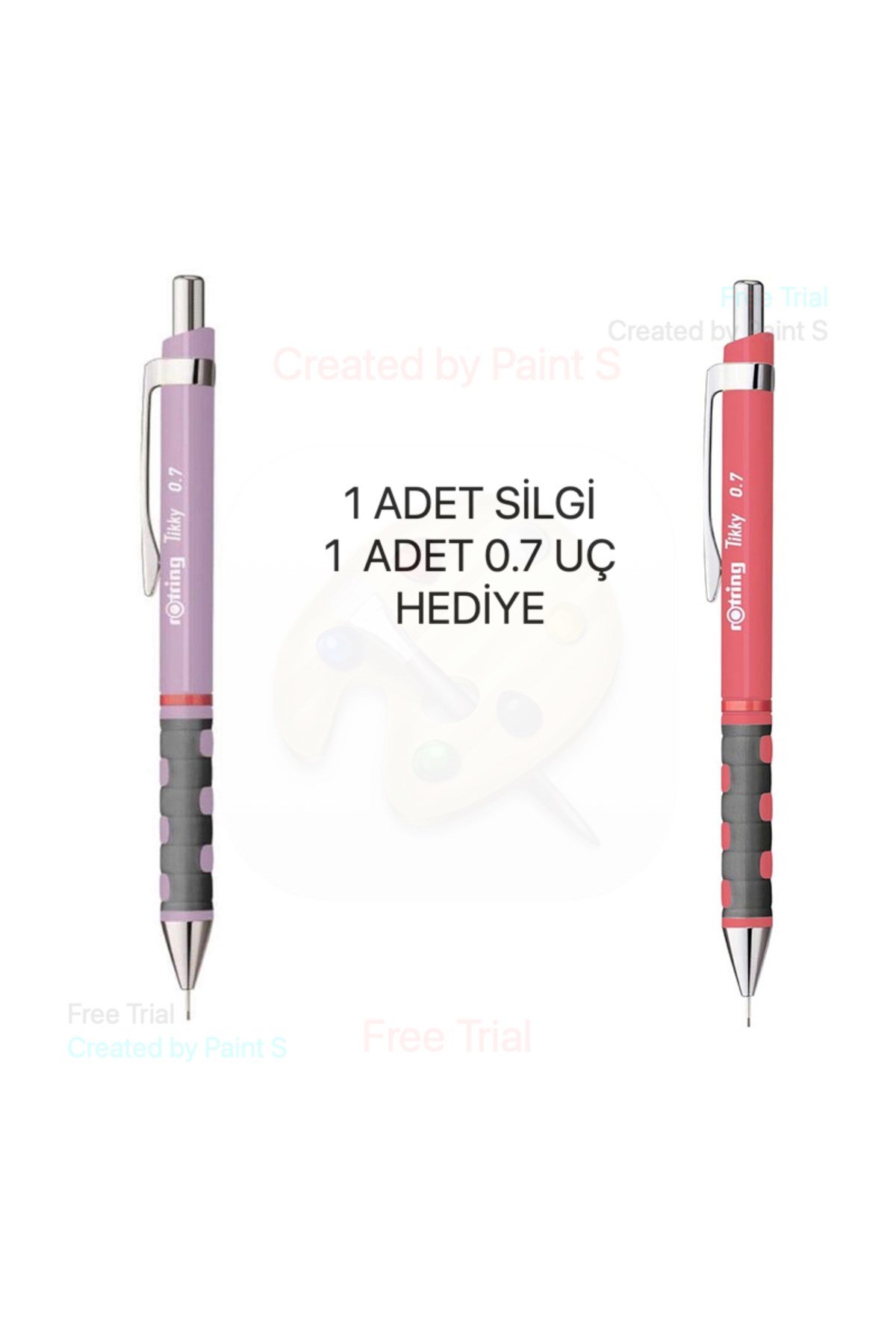 Versatil uçlu Kalem Tikky 0.7 mm LİLA ve GÜL KURUSU SET ( 1 SİLGİ VE 1 UÇ HEDİYE )