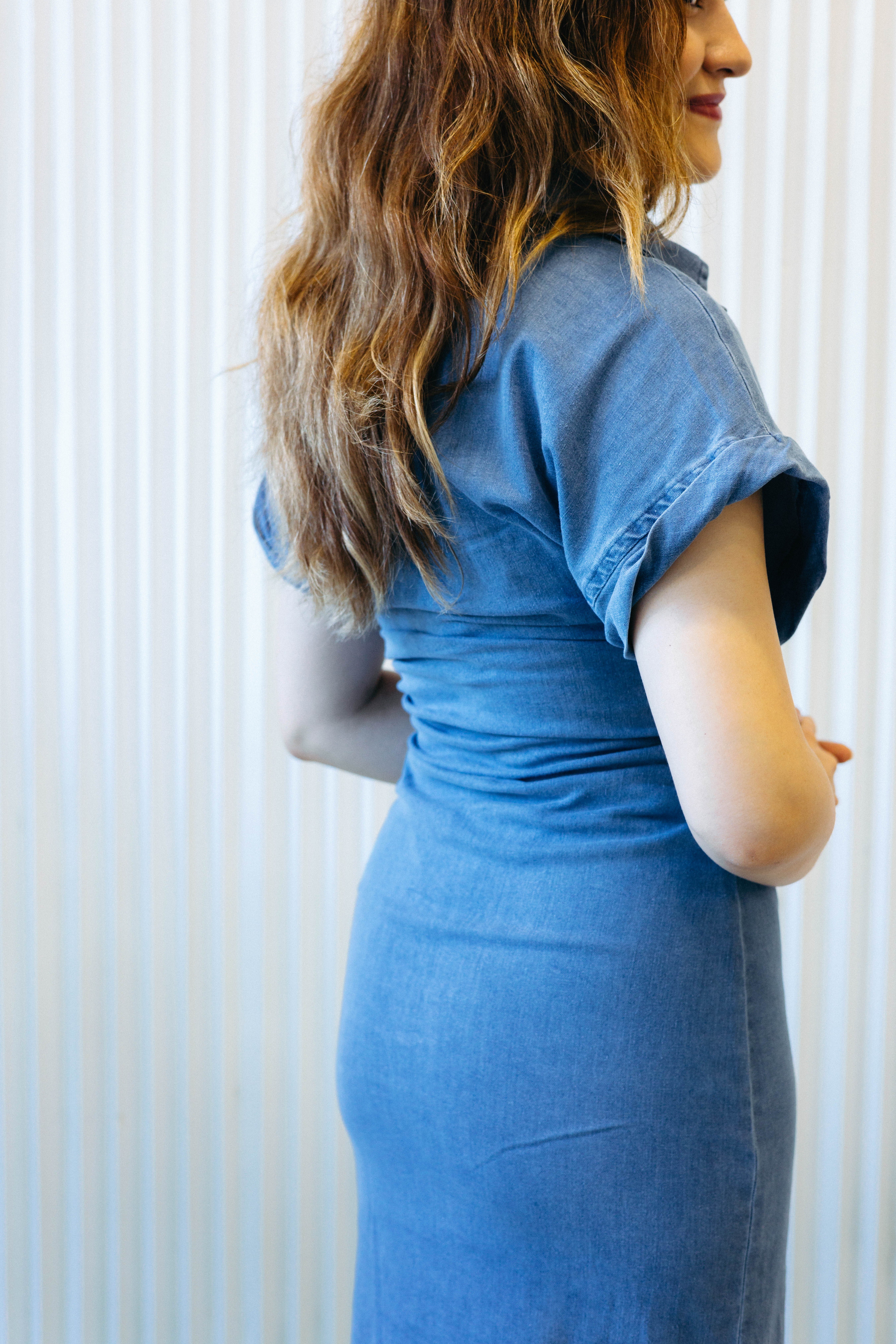 Denim Elbise Mavi