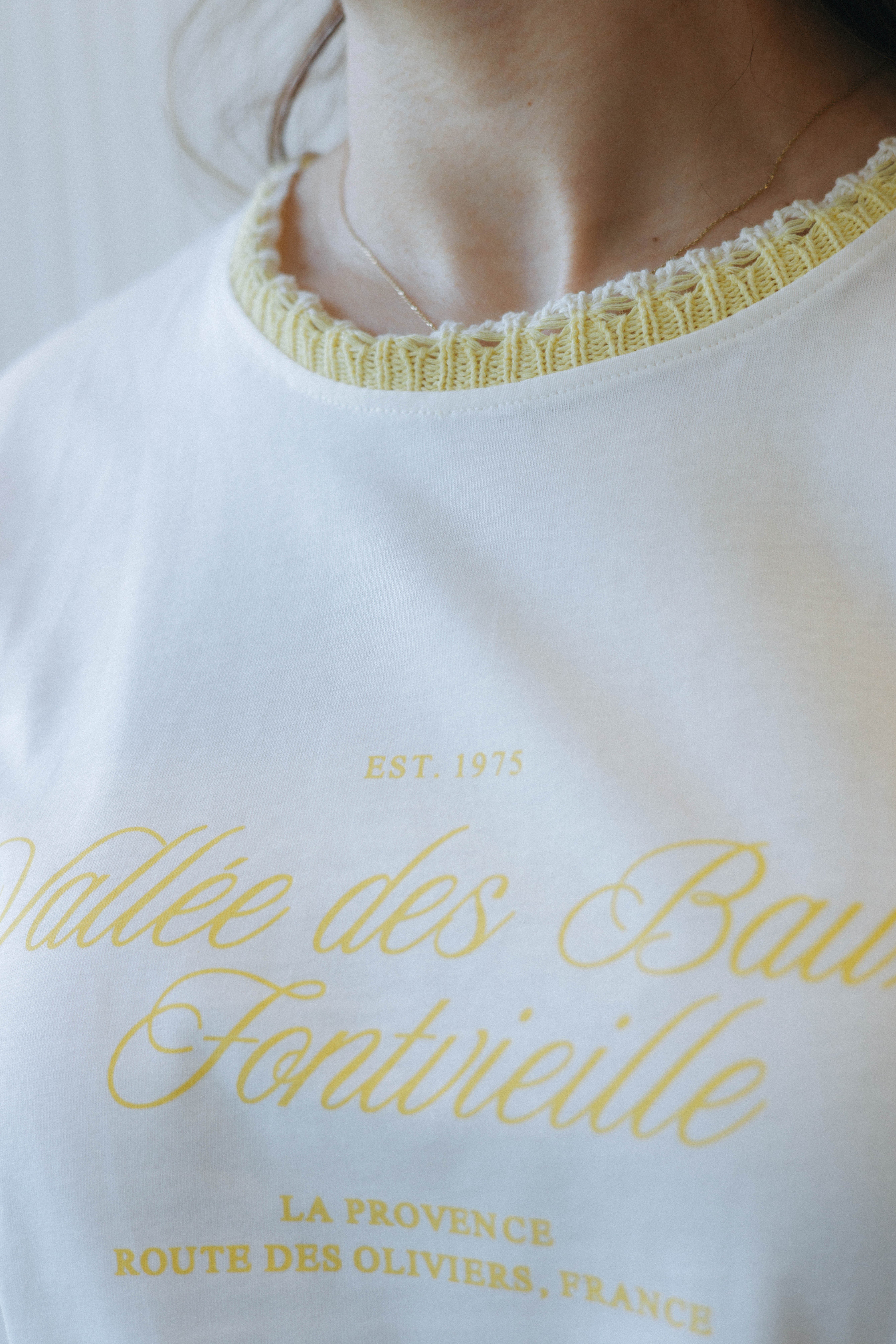 Sarı Nakışlı T-shirt Ekru
