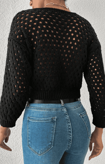 ÜÇ DÜĞMELİ AJURLU KISA TRİKO HIRKA