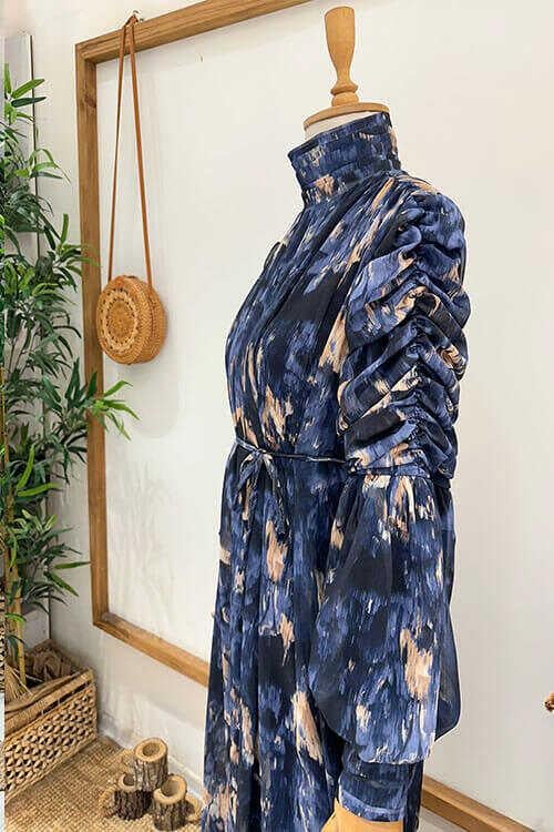 ALÇİN ŞİFON ELBİSE Lacivert