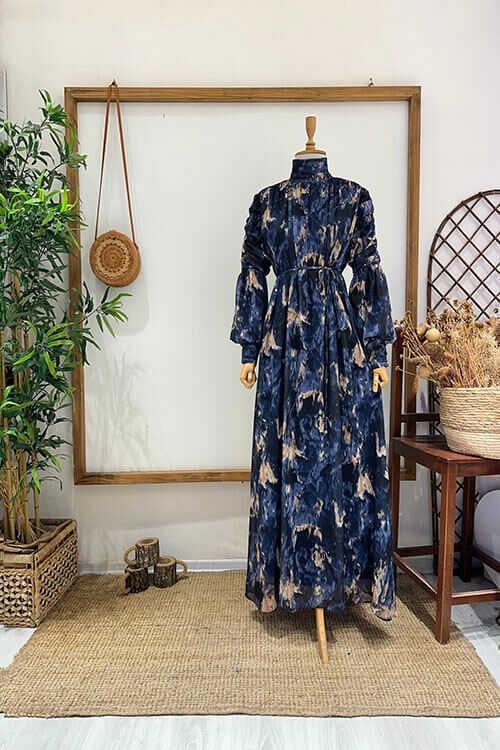 ALÇİN ŞİFON ELBİSE Lacivert