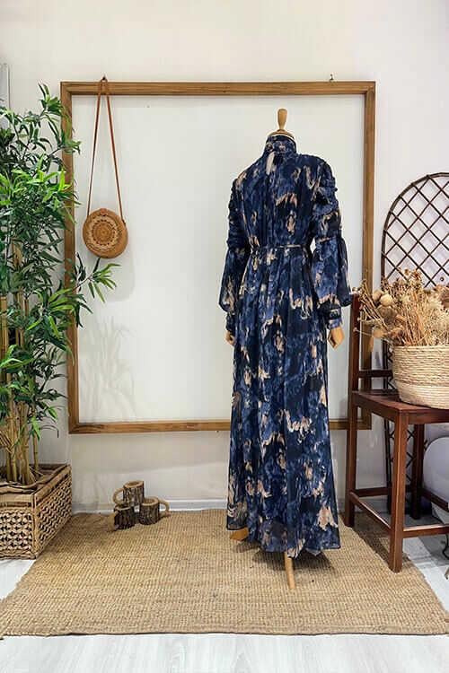 ALÇİN ŞİFON ELBİSE Lacivert