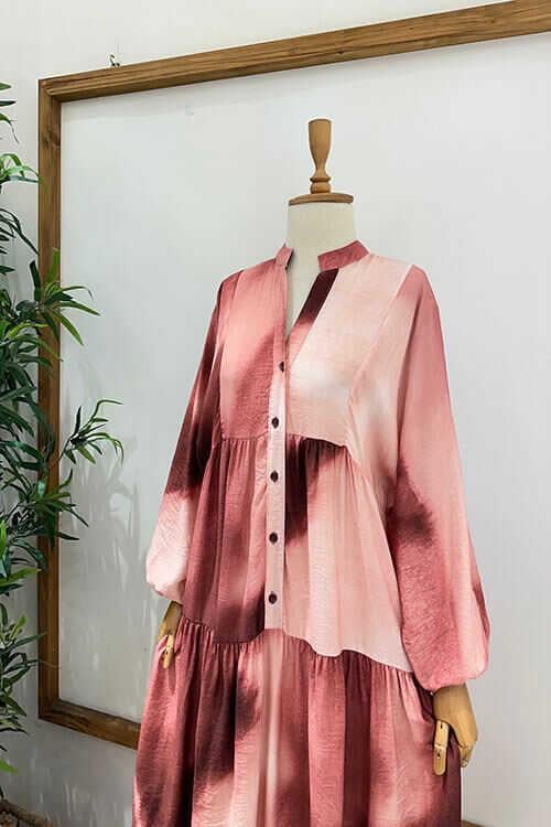 BATİK DESEN ELBİSE Pembe