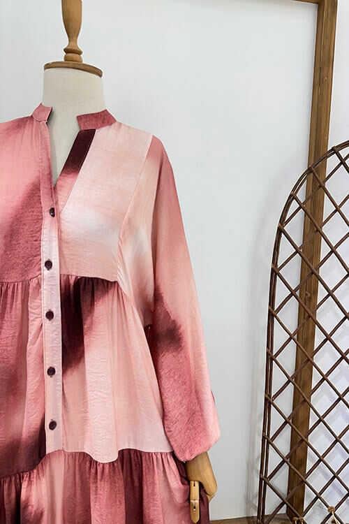 BATİK DESEN ELBİSE Pembe