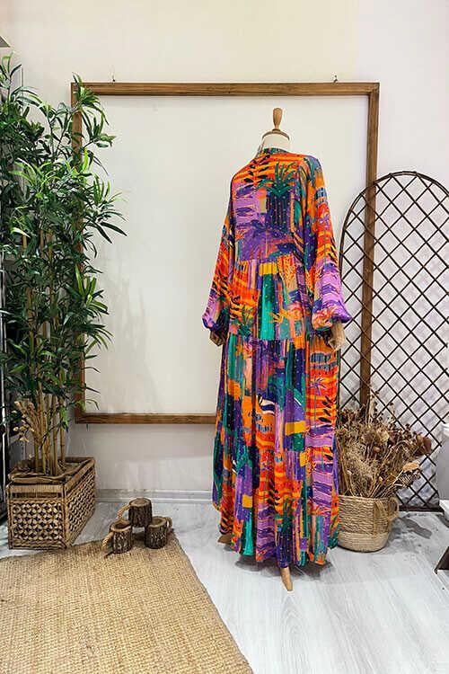 BELLİS SİMLİ ELBİSE Turuncu