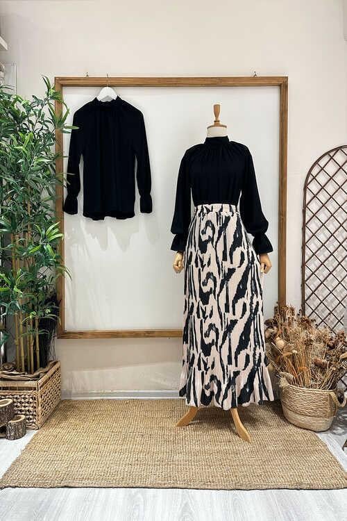 Bileği Fırfır Hakim Yaka Bluz