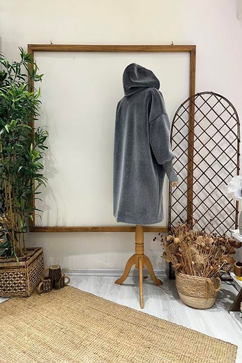 BROŞLU KAŞE KABAN Gri