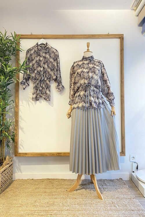 Deri Görünümlü Etek