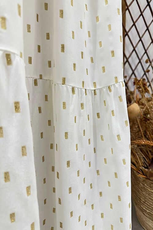 DİKDÖRTGEN YALDIZLI ELBİSE Beyaz