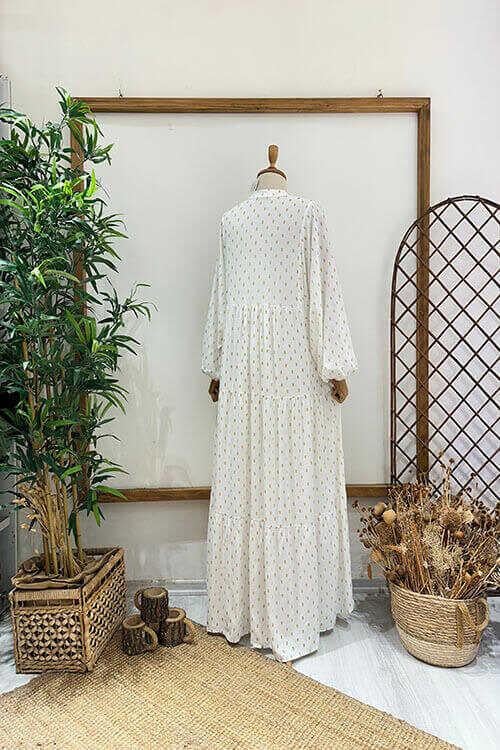 DİKDÖRTGEN YALDIZLI ELBİSE Beyaz