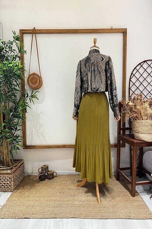 ELİS PİLİSELİ ETEK Safran