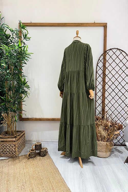 ERVA YALDIZLI ELBİSE Haki