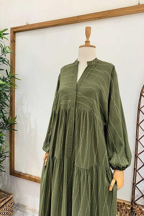 ERVA YALDIZLI ELBİSE Haki