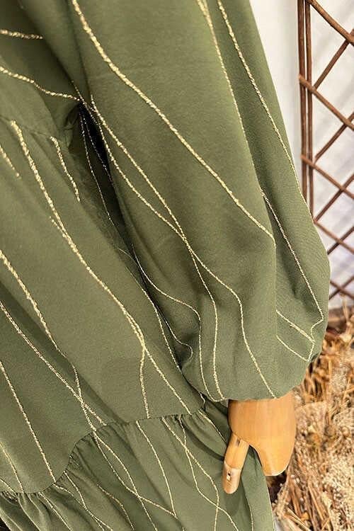 ERVA YALDIZLI ELBİSE Haki