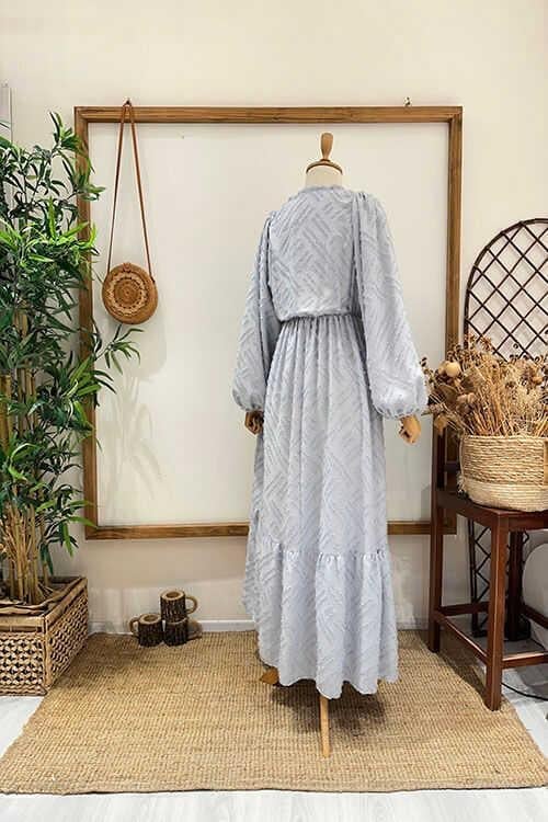 FIRFIR YAKA TAŞLI ABİYE Açık Gri