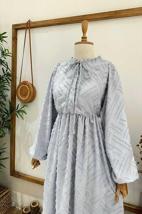 FIRFIR YAKA TAŞLI ABİYE Açık Gri