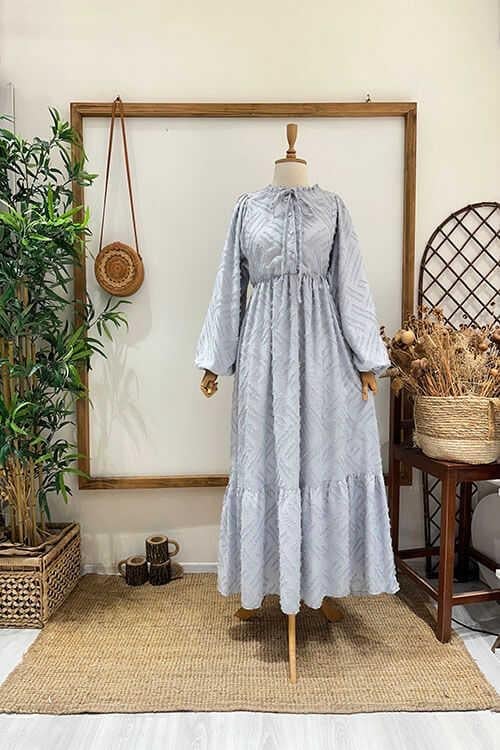 FIRFIR YAKA TAŞLI ABİYE Açık Gri