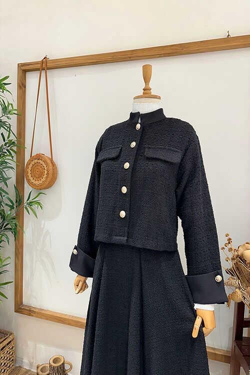 GARNİLİ ŞANEL TAKIM Siyah