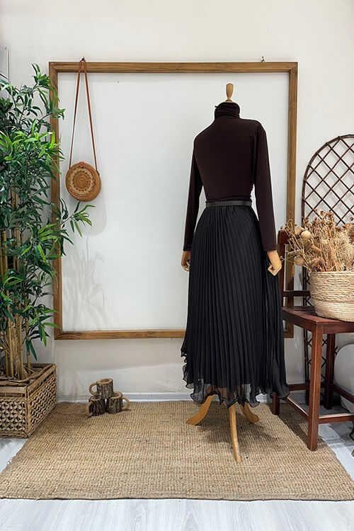 HEVİN ŞİFON ETEK Kahve