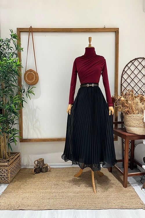 HEVİN ŞİFON ETEK Siyah