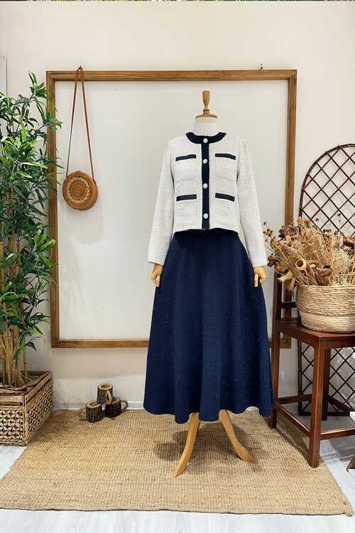 İNCİ DÜĞME SİMLİ TAKIM LACİ