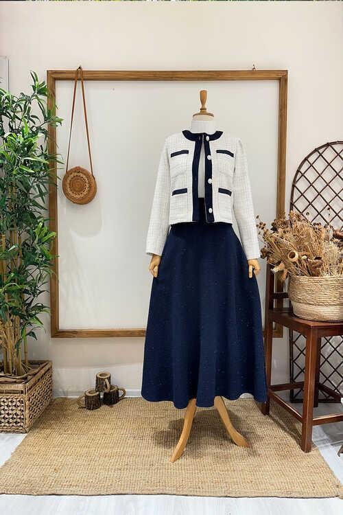 İNCİ DÜĞME SİMLİ TAKIM LACİ