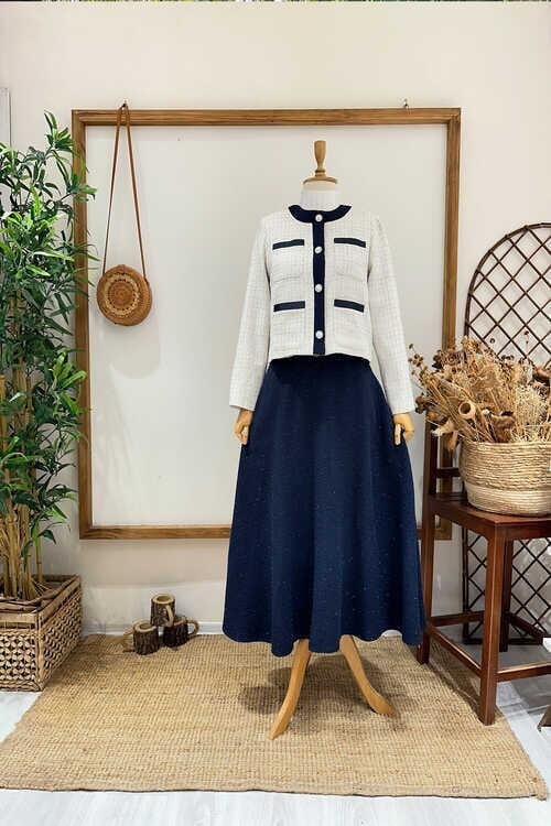 İNCİ DÜĞME SİMLİ TAKIM LACİ