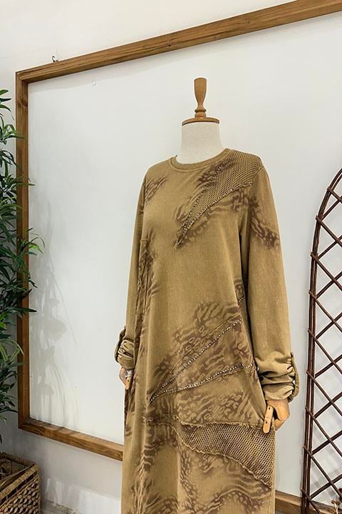 İTHAL TAŞLI ELBİSE Kahve