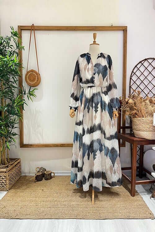 KEMERLİ ŞİFON ELBİSE