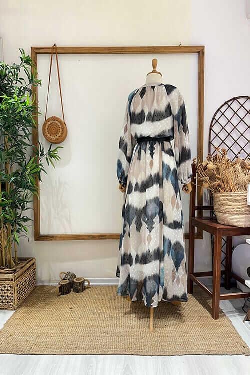 KEMERLİ ŞİFON ELBİSE