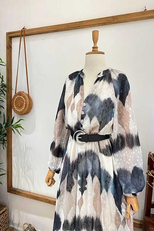 KEMERLİ ŞİFON ELBİSE