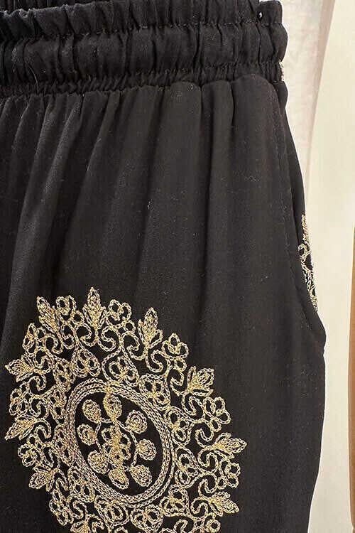 KETEN TURA PANTOLONLU TAKIM Siyah