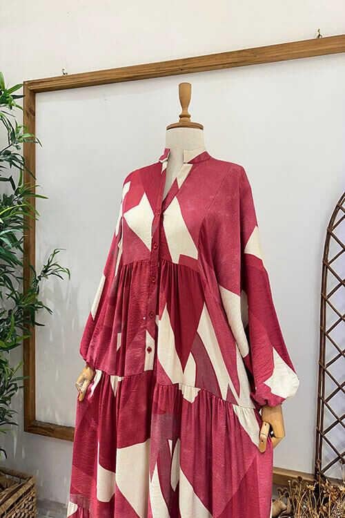 KIRMIZI VİSKON ELBİSE