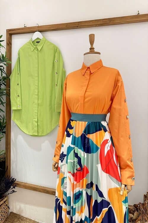 Kolu Düğmeli Boyfriend Gömlek