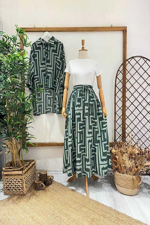 LABİRENT ETEKLİ TAKIM Yeşil