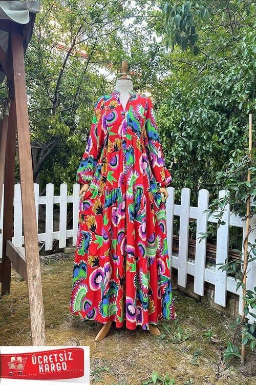 LALE ELBİSE  KIRMIZI