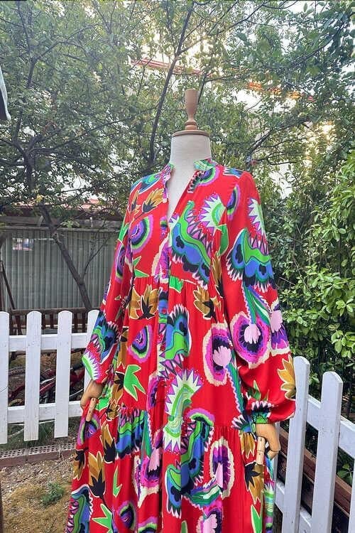 LALE ELBİSE  KIRMIZI