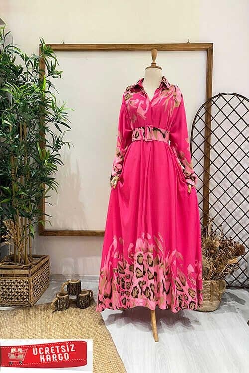 LİON GÖMLEK ELBİSE Pembe