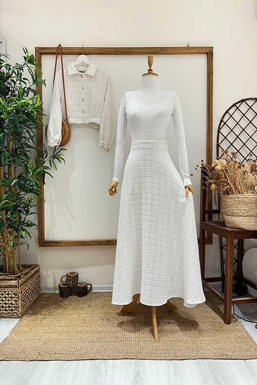 MİNİ CEKET ŞANEL TAKIM Beyaz