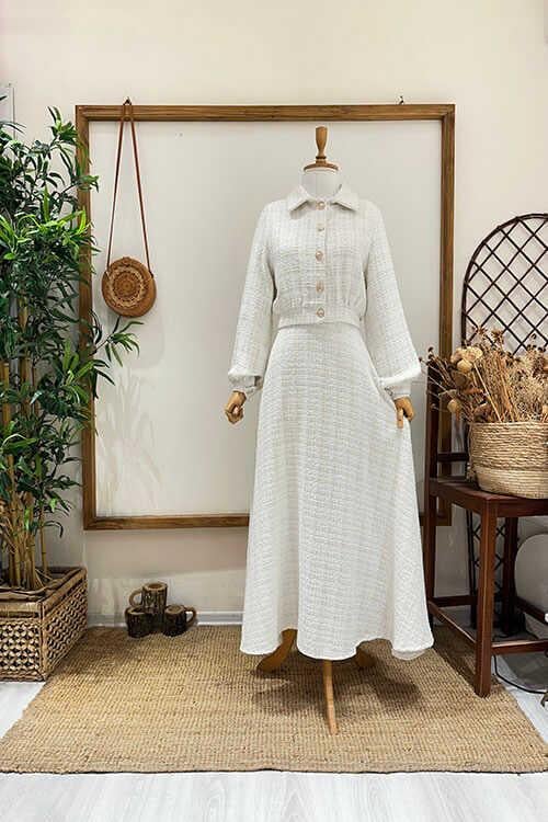 MİNİ CEKET ŞANEL TAKIM Beyaz