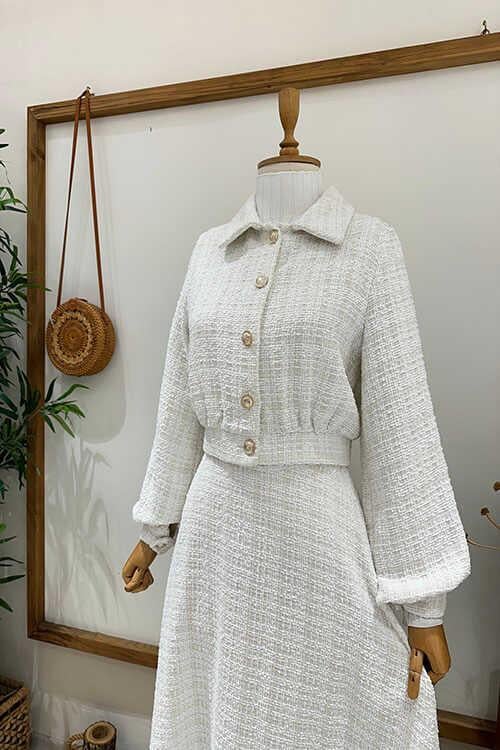 MİNİ CEKET ŞANEL TAKIM Beyaz